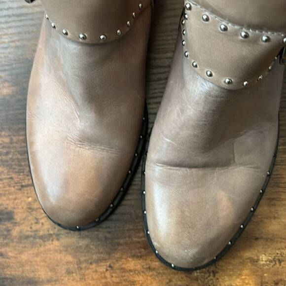 Charles David Italy Gray Leather Moto Boots Size 37 / excellent - Picture 4 of 10